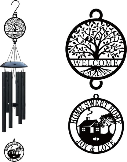 House Warming Gifts New Home, 37" Black Wind Chimes Housewarming Gifts, New Home Gift Ideas for Women Men Homeowners Couples Family Friends,Outdoor Decor for Patio,Garden,Yard