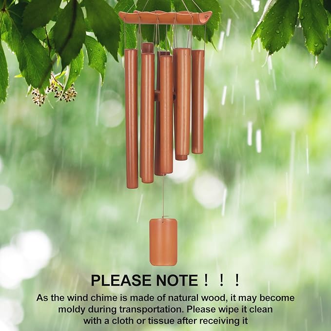 Virekm Memorial Wind Chimes for Loss of Loved One, Sympathy Wind Chimes Bamboo Windchimes Outdoors with Natural Sounds, Gifts for Mom, Indoor Outdoor Decorations for Patio Porch Garden and Backyard