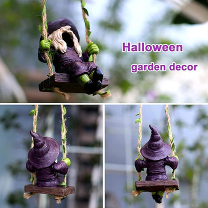 Garden Gnome on Swing Statue Decoration Figurine Ornament for Indoor Outdoor Home Patio Yard Lawn,Gift for Mom