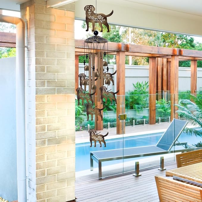 Outdoor Dogs Wind Chimes - Bronze Memorial Wind Bells, Mobile Sympathy Wind Catcher, Romantic Puppy Decor, Windchimes for Home, Balcony, Tree, Festival, Garden Hanging Decoration, Gifts for Mom