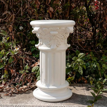 Decorative Roman Column Pedestal, English Rosette Indoor Outdoor Sculptural Garden Plinth Base Statue Riser, Weatherproof Sturdiness Plinth Base Statue Riser for Statues, Flower Pots, Decor, Cast Stone Resin (1425)