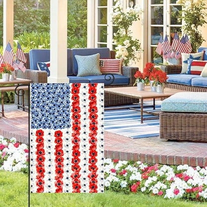Patriotic Flower American Garden Flag Spring Summer Yard Decor 4th of July Memorial Independence Day Decorations Red White Blue Poppy Banner for Outside 28x40 Double Sided