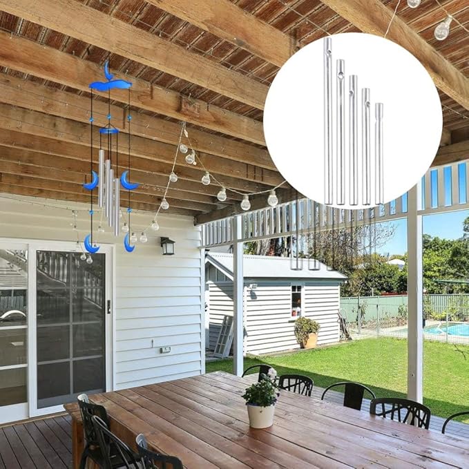 Wind Chime Tubes 30Pcs Wind Chime Kit for DIY Home Garden Outdoor Hanging Decorations 5 Different Length (Wind Chime+ String)