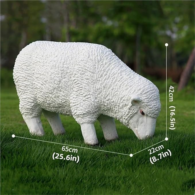 Sheep Garden Statue, Simulation Sheep Sculpture, Outdoor Resin Lamb Standing Ornament, Farm Animal Statue for Farm, Yard, Lawn(25.6x8.7x16.5in)