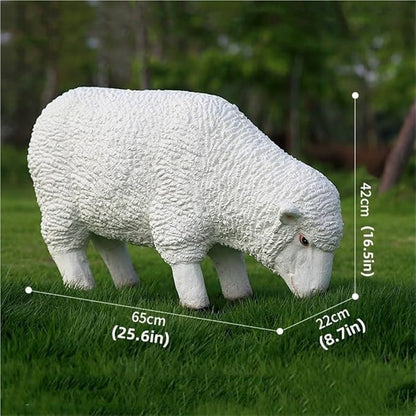 Sheep Garden Statue, Simulation Sheep Sculpture, Outdoor Resin Lamb Standing Ornament, Farm Animal Statue for Farm, Yard, Lawn(25.6x8.7x16.5in)