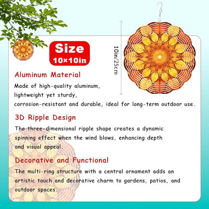 10x10 Autumn Leaf Mandala Spinning Wind Chime Fall Foliage Crystal Chimes Outdoor Garden Wind Spinner Mother's Day Thanksgiving Housewarming Gift