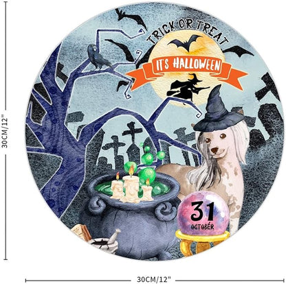 Retro Metal Sign 12"x12",Happy Halloween Scary Night Grave Witch Bats Trick Or Treat Dog Aluminum Tin Metal Sign for Home Living Room Bedroom Garden Farm Patio Decor Wall Art Poster