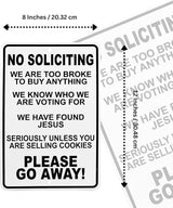 No Soliciting Sign for House – Funny No Soliciting Sign for Front Door, Unless You're Selling Cookies - Outdoor Metal Wall Art for Home Porch, Yard, Business - Funny Solicitation House Decor 12"x8"