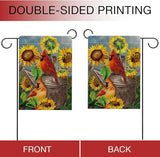 Hzppyz Fall Sunflower Cardinal Garden Flag Double Sided, Autmun Watercolor Flower Red Bird Decorative House Yard Outdoor Small Burlap Flag, Spring Summer Decor Farmhouse Home Outside Decoration 12x18