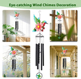 MUMTOP Hummingbird Wind Chimes for Outside, Metal Deep Tone Memorial Sympathy Wind Chime Windchimes with Flower for Patio, Outdoor,Garden,Yard,Window,Home Decor or Gifts for Women