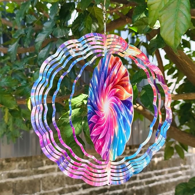 10x10 Rainbow Swirl Starburst Spinning Wind Chime Colorful Light Beam Crystal Chimes Outdoor Garden Wind Spinner Mother's Day Housewarming Gift