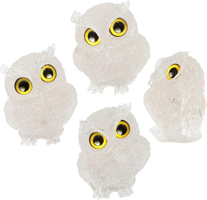Nupuyai 3 inches Orgone Resin Crystal Chips Tumbled Stone Owl Statue, Mini Hand Carved Stone Crystal Animal Figurines for Tabletop Indoor Outdoor, Rock Quartz