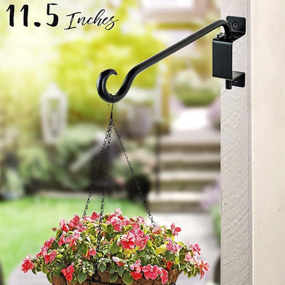 Qiang Ni Plant Hanger Outdoor: 12 Inch Bird Feeder Bracket for Garden Patio Decor - Swivel Adjustable Wall Mount Plant Hook for Hanging Flower Baskets