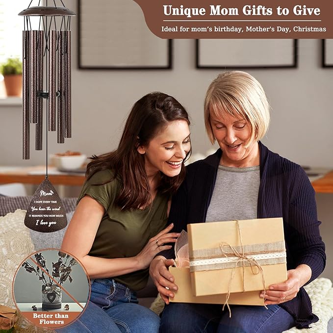 Gifts for Mom from Daughter Son, 32" Bronze Wind Chimes, Best Mom Ever Gift for Mama Mother in Law