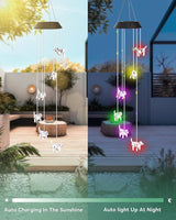 DOUBLEZHE Solar Wind Chimes for Outside, Color Changing Dog Wind Chime Outdoor Clearance, Birthday Gifts for Mom Women Grandma Wife Girls, Unique Garden Decor Colorful Patio Yard Party Decoration