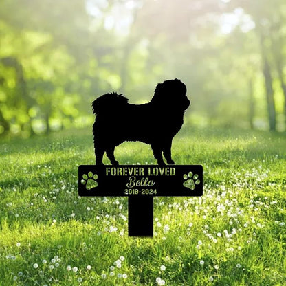 Custom Japanese Chin Dog Metal Memorial Garden Stake Personalized Pet Grave Marker Name Sign Remembrance Stake Decor Sympathy Dog Loss,Outdoor Statues for Yard Garden Lawn Patio Pathway Grave.