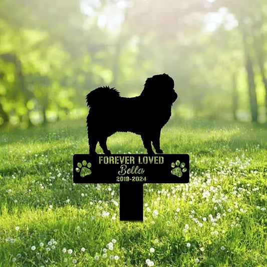 Custom Japanese Chin Dog Metal Memorial Garden Stake Personalized Pet Grave Marker Name Sign Remembrance Stake Decor Sympathy Dog Loss,Outdoor Statues for Yard Garden Lawn Patio Pathway Grave.