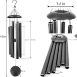 ASTARIN Wind Chimes Outdoor Deep Tone,45-Inch Memorial Wind Chimes Large with 6 Heavy Tubes,Unique Windchimes Outdoor for Garden Hanging Decor,Sympathy Gifts,Black Grey