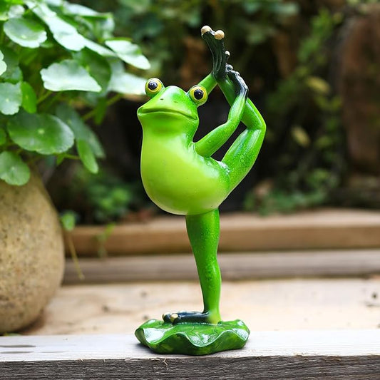 Dancing Frog Statue Outdoor Decor for Garden, 7.2" Fairy Yard Figurines Home Sculptures for Lawn Patio Front Porch Backyard