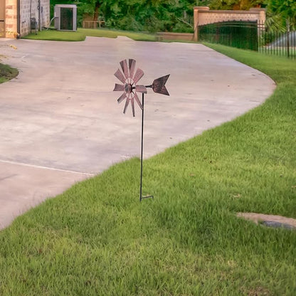 VOSAREA Outdoor Yard Windmill Wrought Iron Metal Windmill Metal Wind Spinner Wind Sculptures Spinners Yard Decor Pinwheel for Garden Yard Lawn Patio Decoration