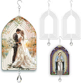 4Pack 8inch Sublimation Wind Spinner Blanks 3D Aluminum Metal Wind Sculpture Kinetic Spinners for Yard and Garden Indoor Art Ornaments Hanging Decoration (Cathedral Window)
