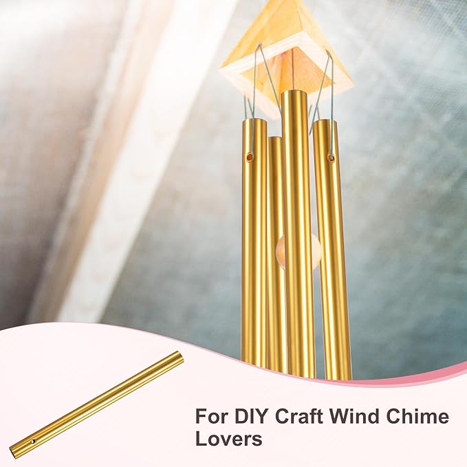 M METERXITY 20-Pack Wind Chime Tubes, Aluminum Wind Chime Empty Tubes, Metal Wind Bell for Adults Arts and Crafts/DIY Home Garden Outdoor Hanging Decorations [1x14cm, Gold]