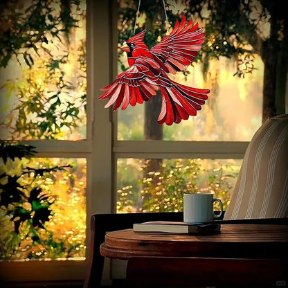 Cardinal Suncatcher Red Bird Decro Window Hanging - Acrylic Cardinal Ornaments Christmas Decorations, Cardinals Gifts for Women, Bird Lovers Indoor Outdoor Home Garden Christmas Tree Decorations