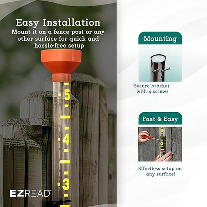Headwind EZRead 26” Giant Professional Outdoor rain Gauge, USA Made Heavy Duty All Weather Freeze Proof mountable with Float, Orange (820-0017)