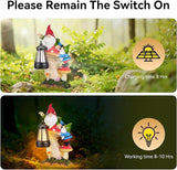 Garden Gnomes Outdoor Statues with Light, Spring Gnomes Decorations for Yard, Solar Garden Gnome Climbing on Mushroom, Lawn Ornaments for Patio, Balcony Housewarming- Unique Women Gifts