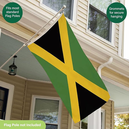 Evergreen Jamaica Flag 3x5 Outdoor Double Sided, National Flags for Outside with Grommets, Jamaican Flag 3-Ply Banners for Garden Patio, Indoor Wall Decor for Room, Works with Standard Estate Flag Poles