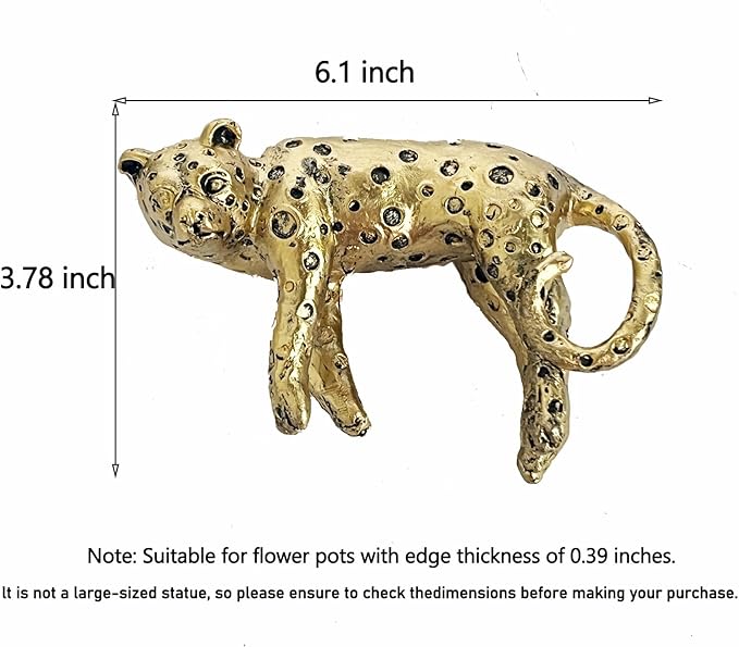 Miniature Lying Leopard Figurines Plant Decorations for Pots,Golden Resin Leopard Statue Planter Pot Hugger,Cute Flower Pot Hanger,Funny Garden Decor Outdoor Yard Balcony Gifts