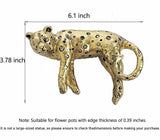 Miniature Lying Leopard Figurines Plant Decorations for Pots,Golden Resin Leopard Statue Planter Pot Hugger,Cute Flower Pot Hanger,Funny Garden Decor Outdoor Yard Balcony Gifts
