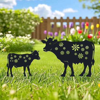 Cow Metal Stakes Garden Decor,Gifts for Women/Men/Cow Lovers,Black Silhouette Statues Outdside Decoration for Summer Garden Decor,Patio,Lawn,Backyard,Pathway,Forests,Walkway
