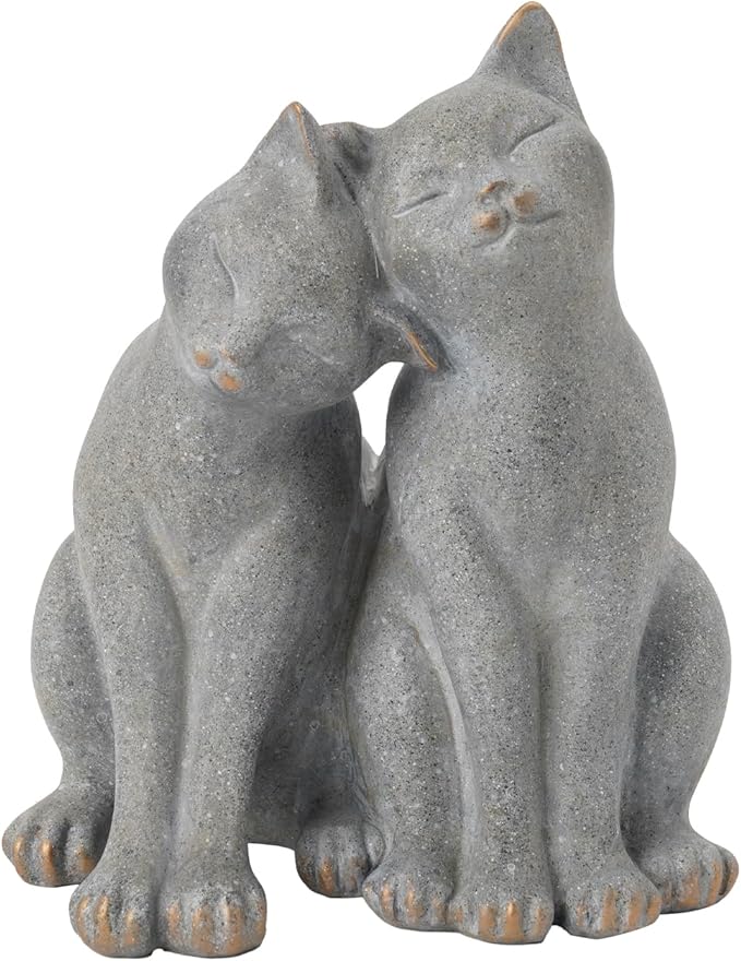 Cat Garden Statues Outdoor Cat-Figurines - Garden Decorations 8.5 x 8 x 10.5 in Resin Kitten Couple Sculpture Cats Statue for Farmhouse Outside Backyard Lawn Gift for Kitten Lovers Newman House Studio