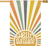 AVOIN colorlife Hello Sunshine Classic House Flag 28x40 Inch Double Sided Outside, Summer Party Holiday Burlap Yard Outdoor Decoration