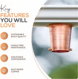 Copper Gutter Adapter with Rain Chain Hanger Clip for Decorative Chimes, Cups & Bells Serves as 2 Inch Rain Chain Installer for Downspout Outlet & Water Diverter for Gorgeous Fountain Display