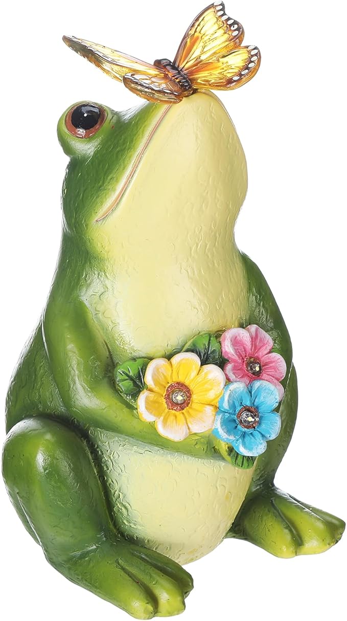 Threehoney Solar Garden Frog Statues with Lights Waterproof Outdoor Frog Decor Outside Garden Decor for Patio Porch Yard, Mother's Day Gardening Gift for Mom, Women Frogs Lovers