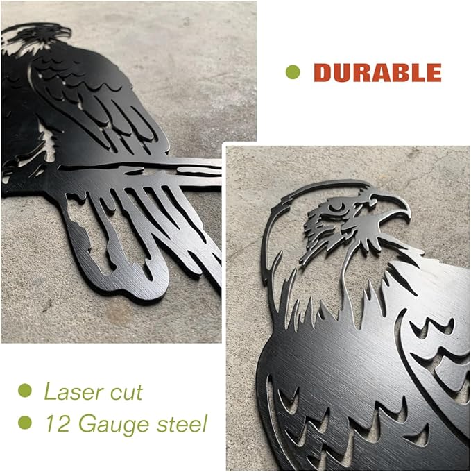 OULYDEKO Bald Eagle Metal Bird Yard Art, Outdoor Tree Decor, Eagle Statue Gift for Men