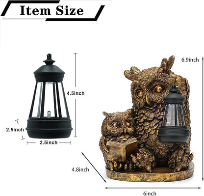 Owl Solar Powered Outdoor Garden Statue, Resin Statue with Solar Light Lantern, Decorative Lawn, Yard Outdoor Owl Decoration. Unique Home Decoration, Gifts for Women Mom,on Mother's Day