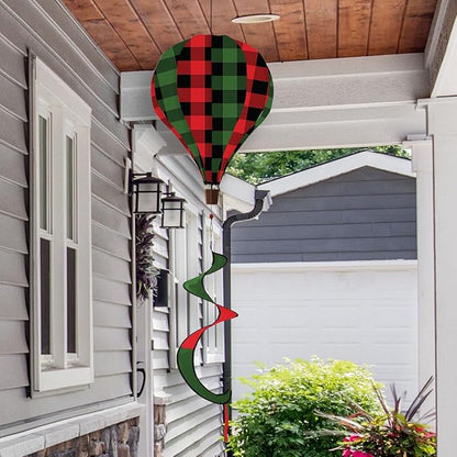 Green and Red Check Deluxe Hot Air Balloon Windsock Everyday Wind Twister Everyday 54" L Briarwood Lane