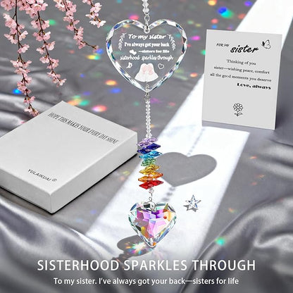 Sister Gifts, Birthday Gifts for Sister, Crystal Suncatcher, Window Hanging Home Decoration, Unique Gift for Sister Birthday