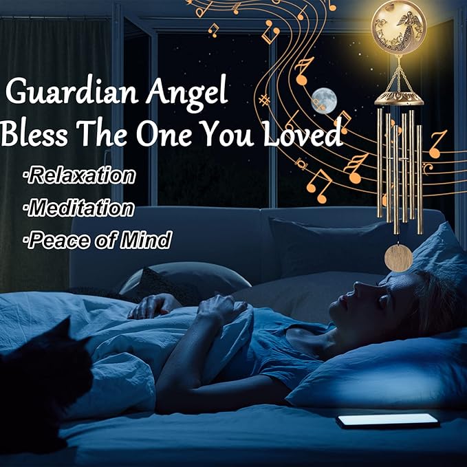 Wind Chimes, Solar Angel Wind Chimes Deep Tone, Memorial Gift for Mom/Grandma/Women, Windchimes Outdoor Clearance, Mother Garden/Patio/Yard Decor