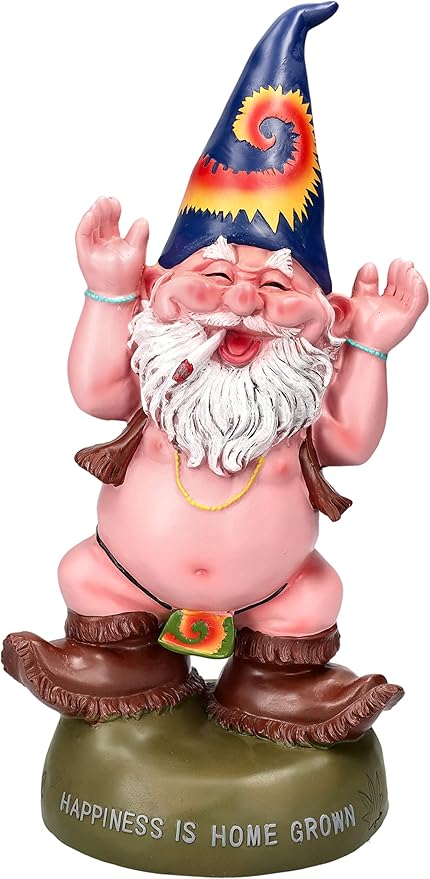 Pacific Giftware Free Spirited Pot Smoking Happiness is Home Grown Garden Gnome Statue 10H