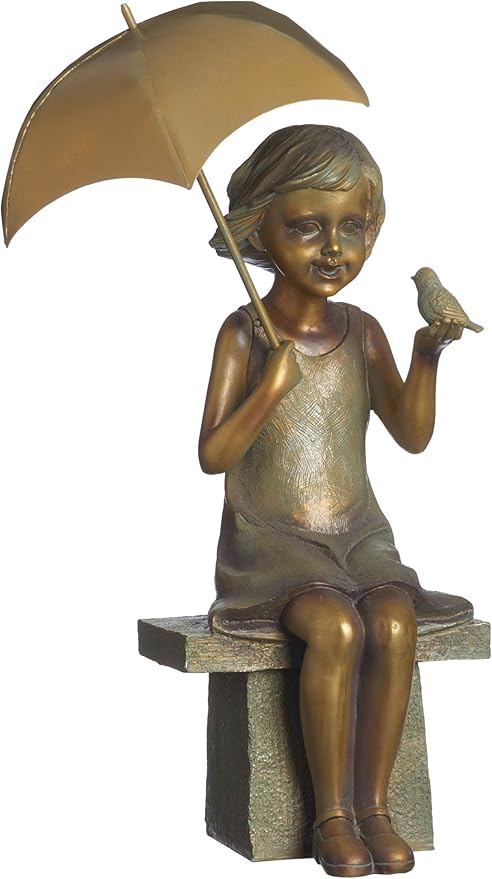Roman - Girl on Bench Statue, 17.25" H, Garden Collection, Resin and Stone, Decorative, Gift, Home Outdoor Decor, Durable, Long Lasting, Unique Design