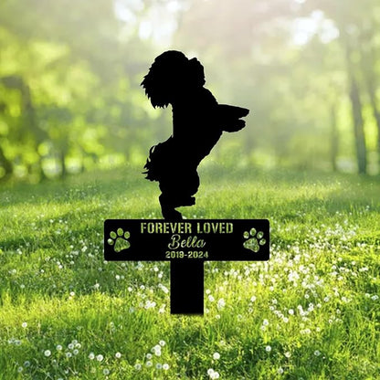 Custom Bichon Frise Dog Metal Memorial Garden Stake Personalized Pet Grave Marker Name Sign Remembrance Stake Decor Sympathy Dog Loss,Outdoor Statues for Yard Garden Lawn Patio Pathway Grave Gift.
