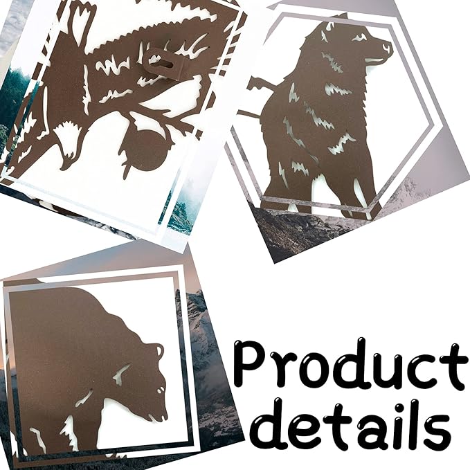 J-Fly Metal Bear Wall Decor Eagle Wall Decor Wildlife Wall Art Rustic Cabin Decor Laser Cut Bear and Wolf Eagle For Living Room Valentine Bathroom etc Indoor & Outdoor Decor 3 Pack