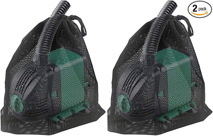Pond Pump Filter Bag, 12.2"x 15.9" 2 Pack Drawstring Pond Mesh Pump Barrier Bags for Pool Biofilters Aquarium Filtration, Protection Cover from Needles Leaves Hair for Outdoor Fountain