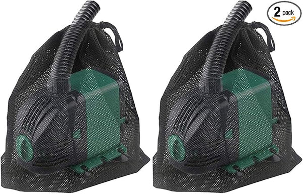 Pond Pump Filter Bag, 12.2"x 15.9" 2 Pack Drawstring Pond Mesh Pump Barrier Bags for Pool Biofilters Aquarium Filtration, Protection Cover from Needles Leaves Hair for Outdoor Fountain
