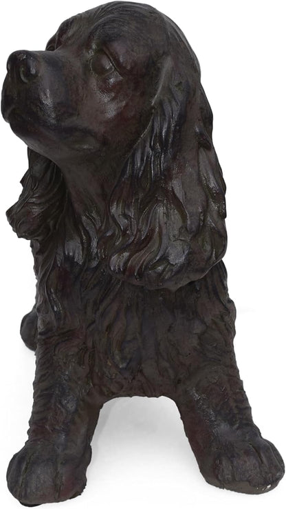 Merax Josie Cocker Spaniel Garden Statue - Outdoor Cast Stone Decor, Brown Finish, Weather-Resistant Patio or Yard Art, No Assembly Required