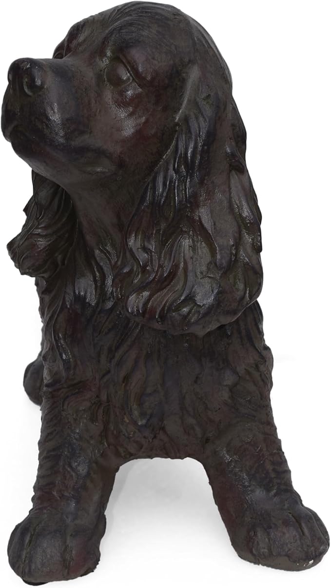 Josie Dog CAST SONE Garden Statue, Outdoor Cocker Spaniel Dog Garden Statue, Brown Finish, No Assembly Required